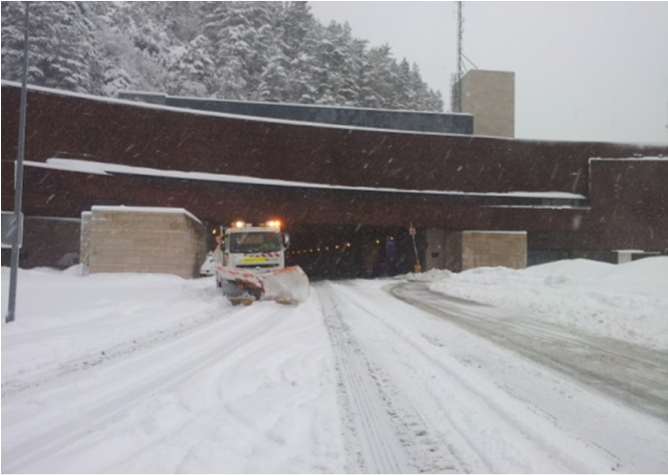 Fig 1. Snowstorm at the entrance of the Somport tunnel (Spain)